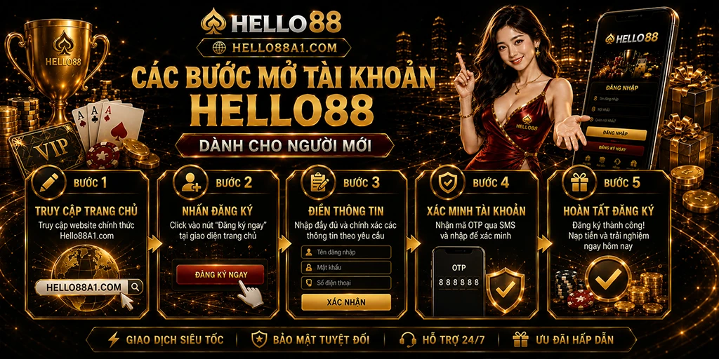 Các bước mở tài khoản Hello88 dành cho người mới 
