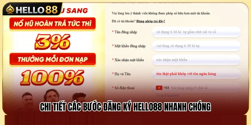 Quy trình đăng ký Hello88 đầy đủ dành cho người mới 