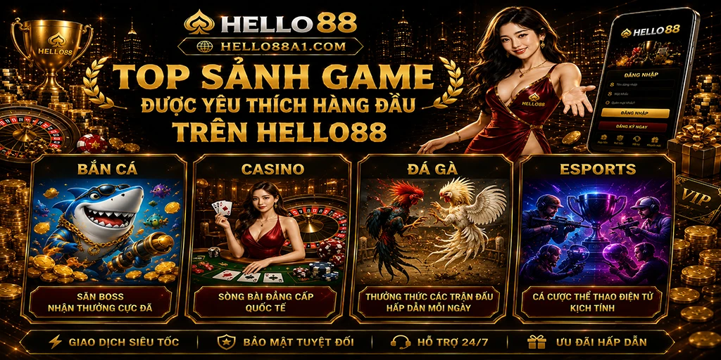 Top sảnh game được yêu thích hàng đầu trên Hello88 