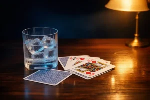 Ảnh minh hoạ ly nước và bài cho mục kinh nghiệm game bài HELLO88